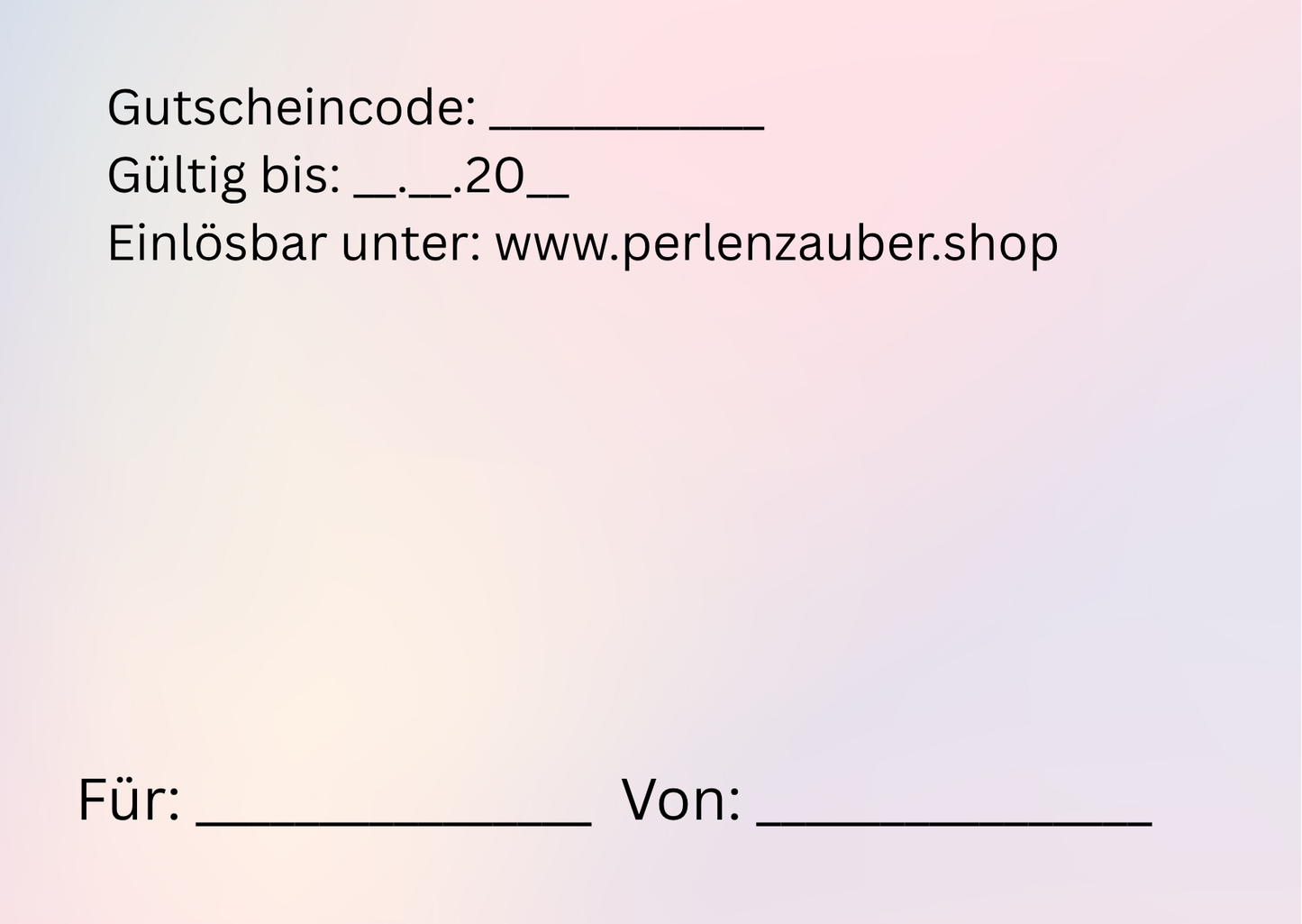 PerlenZauber- Gutscheinkarte